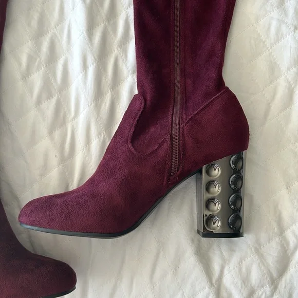 Maroon Over the Knee Carlos Santana Boots - Picture 5 of 7